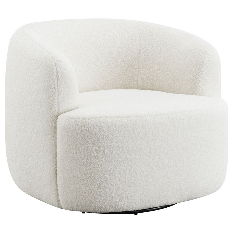 Eadey Faux Sheepskin Upholstered Swivel Chair Natural