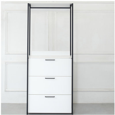 Fiona Wood and Metal Walk-in Closet with Three Drawers