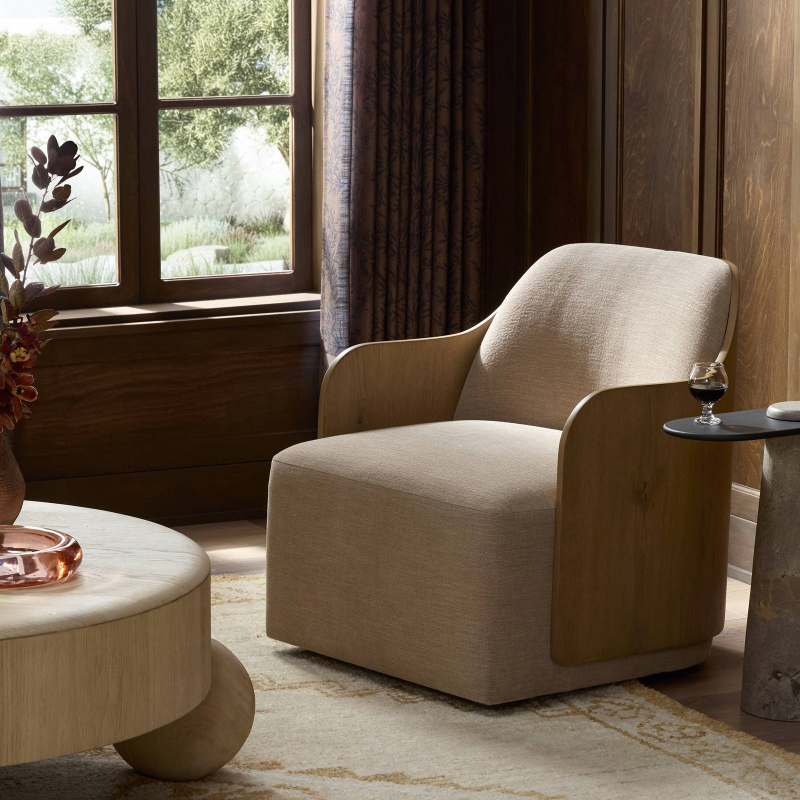 Marmee Upholstered Swivel Armchair