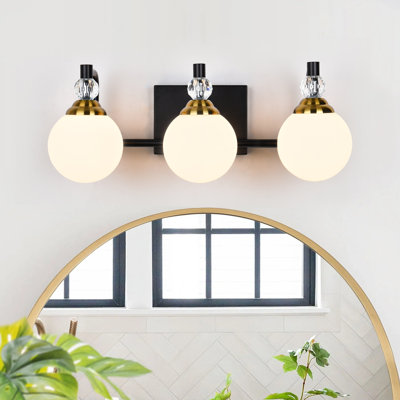 Luminaire de meuble-lavabo de salle de bain avec abat-jour en verre blanc opale