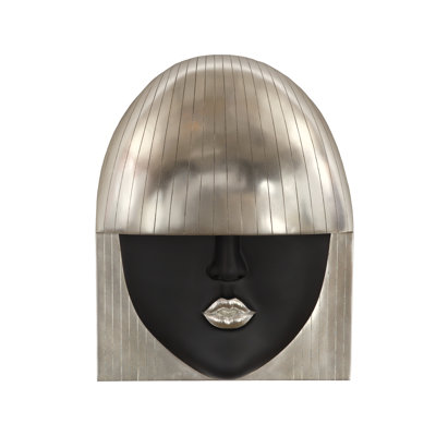 Art mural mode visages grand baiser noir / feuille d'argent