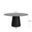 La table de salle à manger moderne en pierre frittée avec piédestal en bois massif optimise l'utilisation de l'espace-726847486