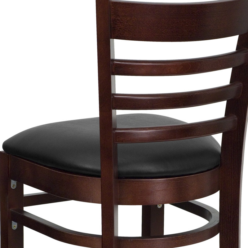 Tabouret de bar en bois à dossier vertical Prompton, Noir, Acajou