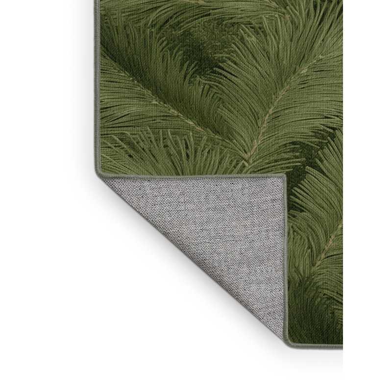 Machine Washable Nature Green Area Rug, Round 3'