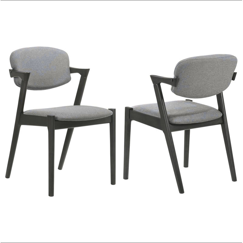 Chaise de salle à manger brune, grise et noire (ensemble de 2), Gris