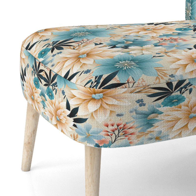Chaise d'appoint rembourrée Cottage A, Sérénité mandala floral bleu bohème