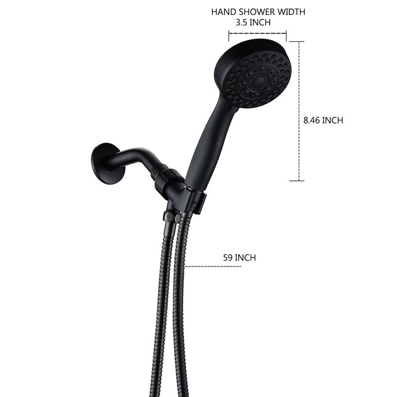 Pomme de douche à main en bronze huilé. Élevé avec 5 modes réglables. Buse médicale, sécuritaire et propre. Matériau en ABS pour la durabilité. Jet puissant à basse température. Option d'eau. Installation facile G1 / 2