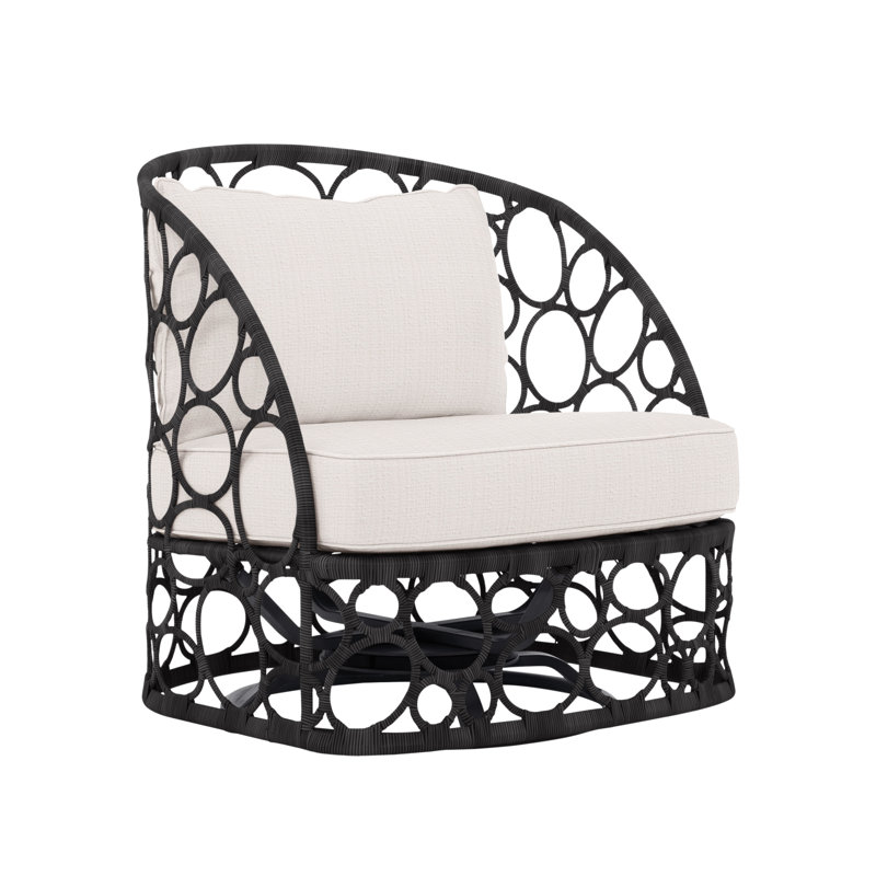 Bali Swivel Patio Chair with Cushions, White Vinyl 6503-000, Lava