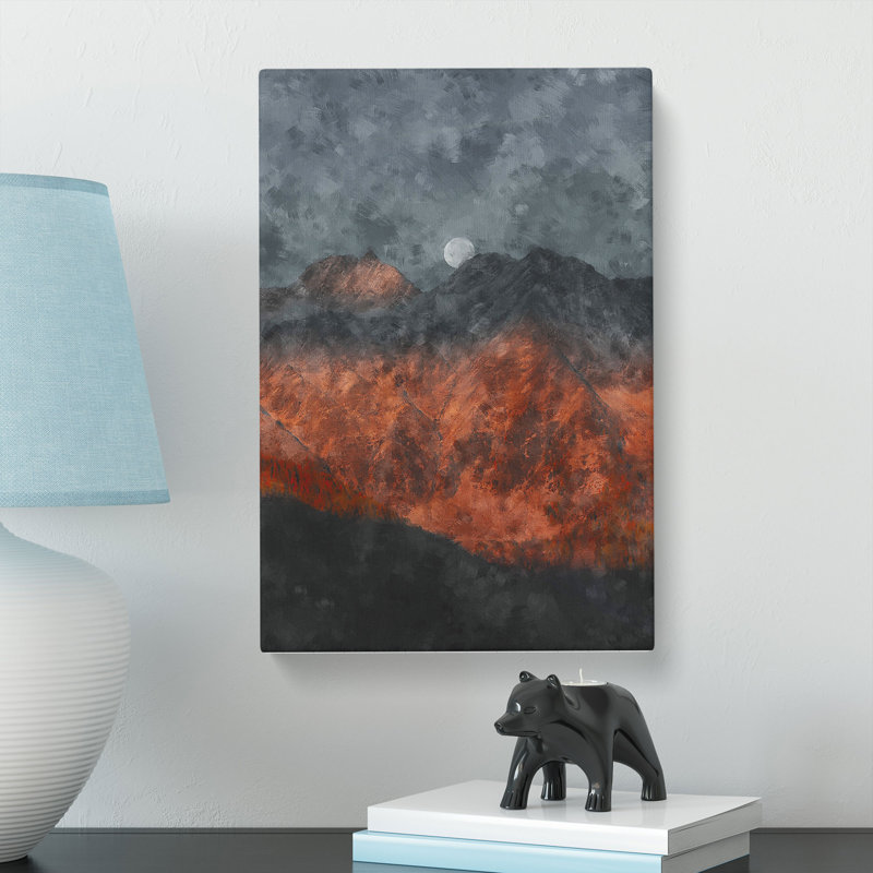 Moon Over The Red Mountains In Italy - Wrapped Canvas, 91cm H x 60cm W x 3cm D