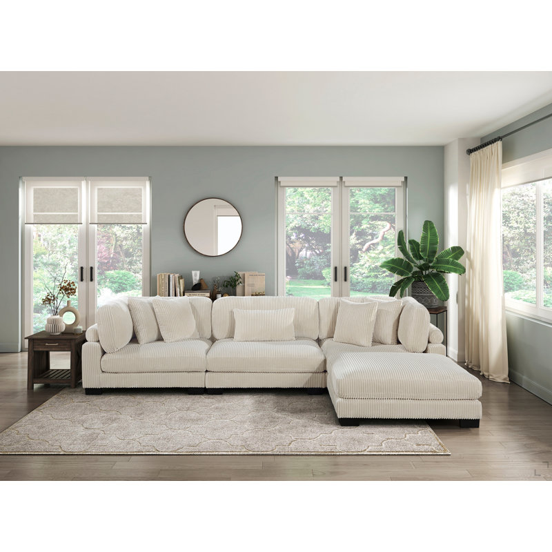 Ensemble de meubles modulaires en tissu de velours côtelé beige 1pc