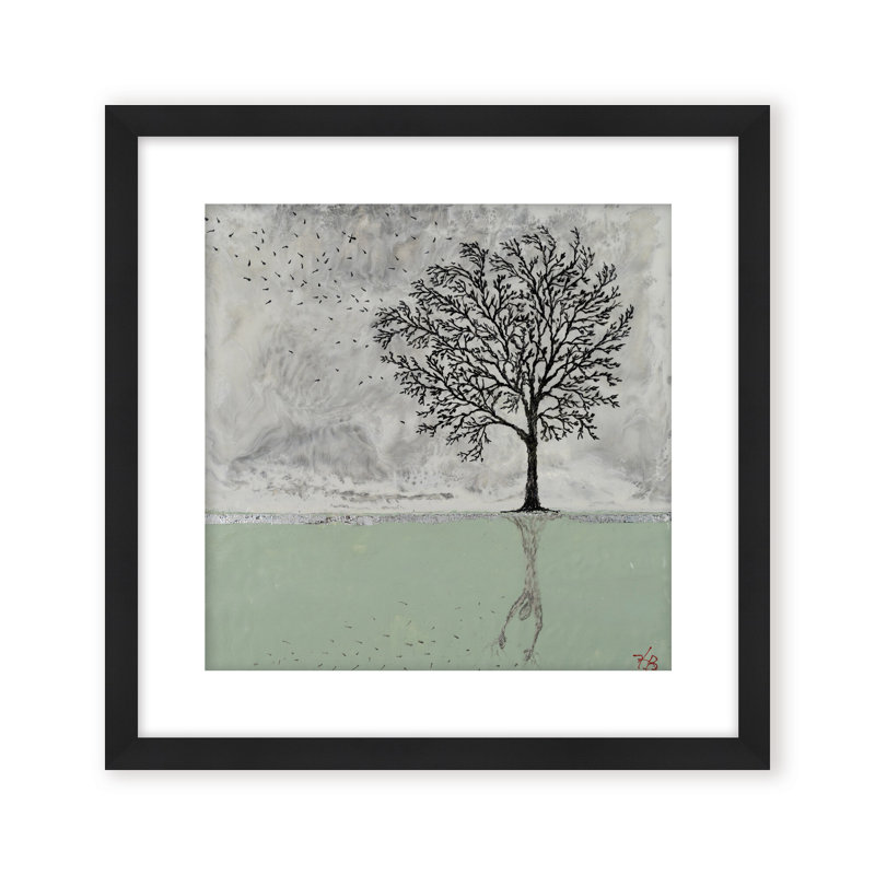 Nature Inspired "Tree of Solitude" Canvas Wall Art By , 30" H x 30" W, Framed Matted Print, White