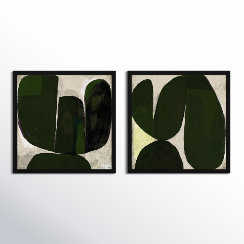 Succulent Set Of 2 Print by StudioM, Black, 44" H x 44" W x 1.25" D