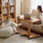 Burlywood+White Rectangular Solid Wood+Carbon Steel+Plastic End Table