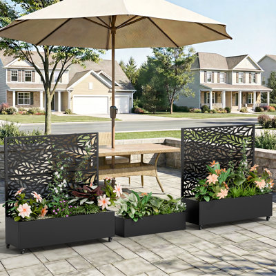 Lit de jardin surélevé autoportant en métal avec treillis pour terrasse avant 47 po H x 47 po H 47 po x l 47 po