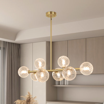 8-light Dimmable Modern Linear Chandelier Mid Century Modern Chandelier Island Lights For Kitchen Dining Room