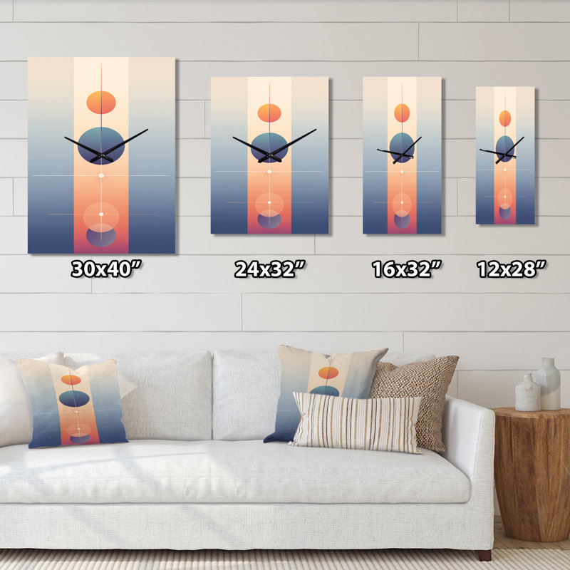 Horloge murale géométrique lune, H 28 po x l 12 po x P 1 po