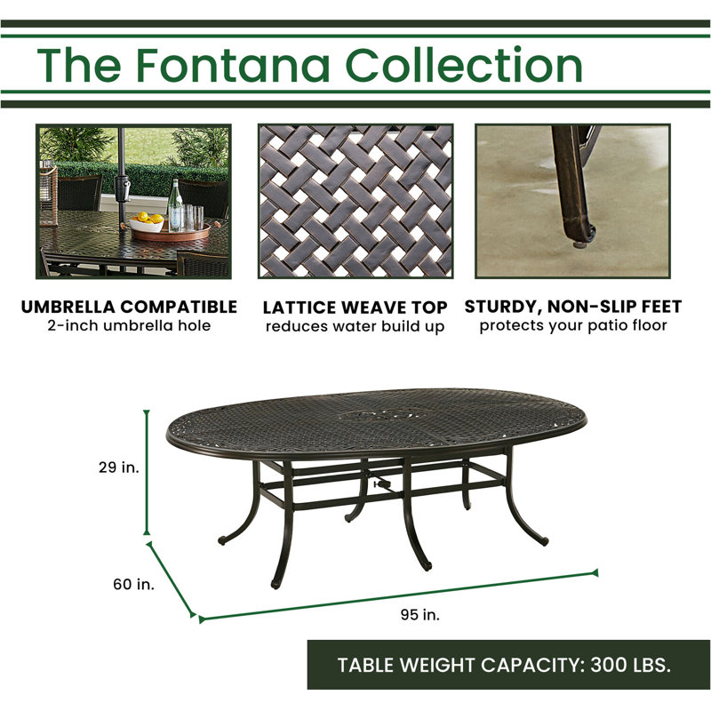 Bronze and Tan 6-Person Oval Outdoor Dining Set with Aluminum Frame