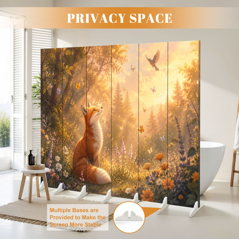 Cloison pliante à 6 panneaux paravent royal fantaisiste avec papillons et oiseaux au milieu d'un écran en toile pastel douce