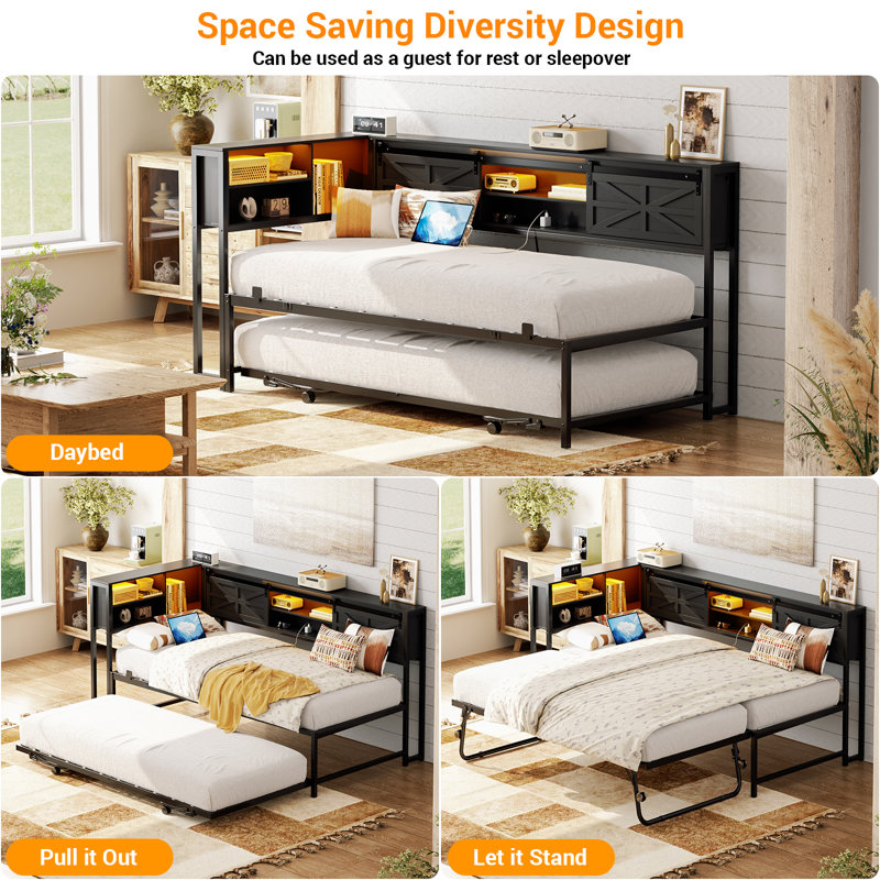 Corner Twin Daybed, Black