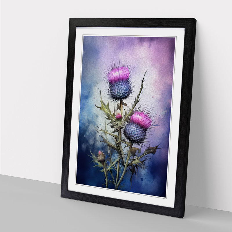 Thistle Informel - Single Picture Frame Print on Wood, Black Framed, 34cm H x 25cm W