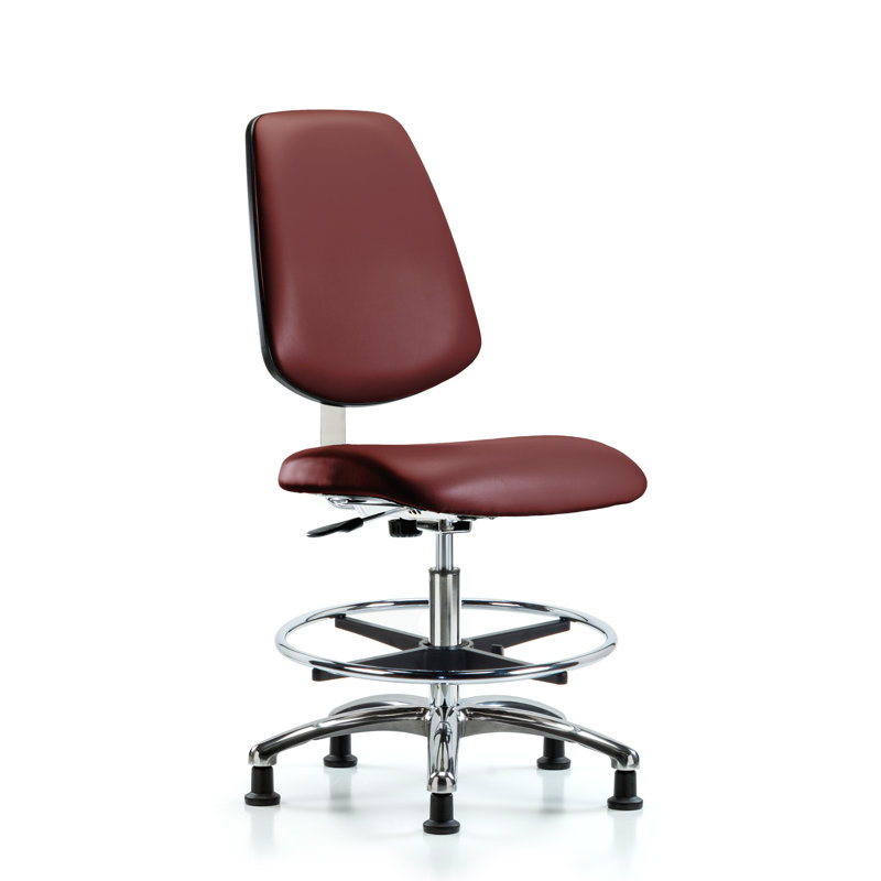 Anais Vinyl Drafting Chair, Glides, Light Taupe