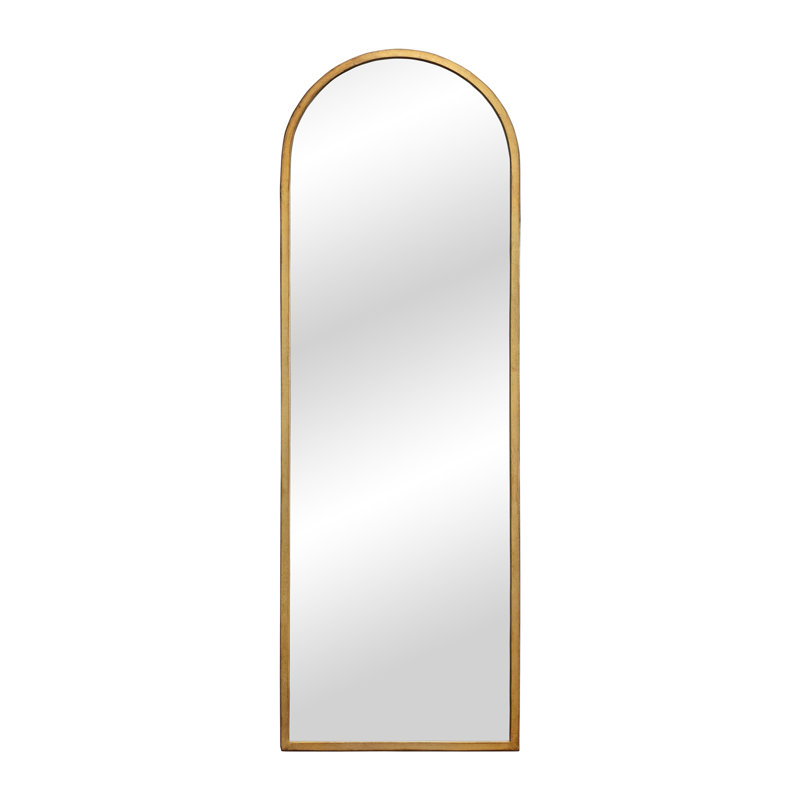 Metal Arch Wall Mirror, Distressed Gold