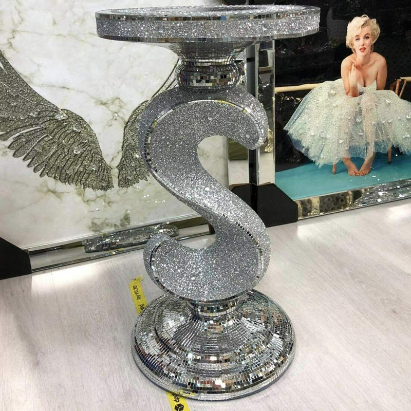 Whalen Glass Top Abstract End Table