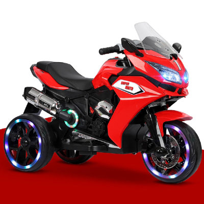 12V Kids Electric Ride-On Motorcycle, 3-Wheel Battery Powered Ride-On Toy With LED Light Wheels