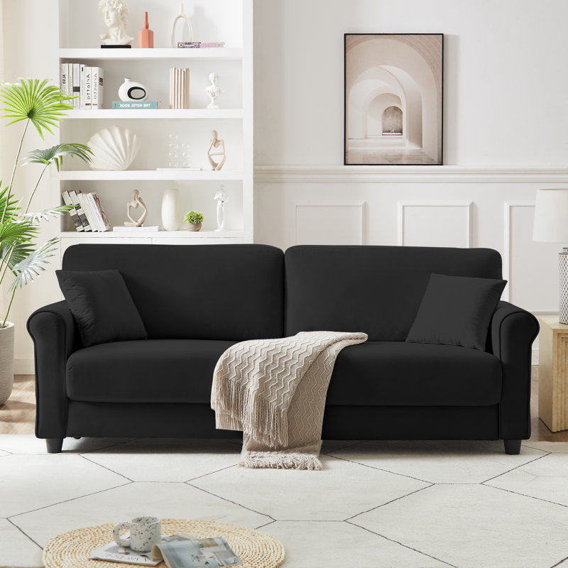 82.48'' Velvet Sofa, Black