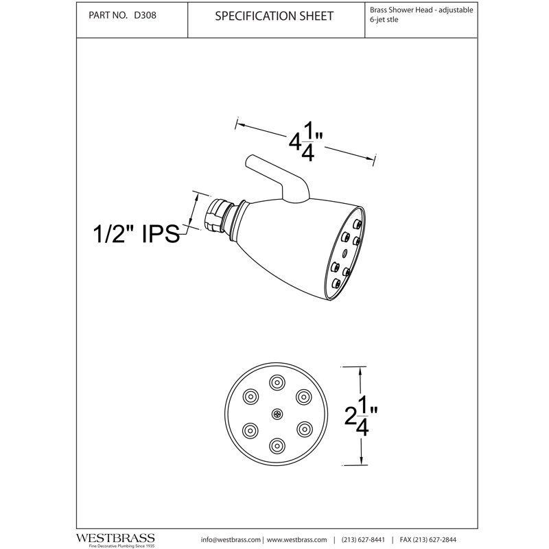 Speakman Style 2-1/4" Brass 6-Jet Adjustable Shower Head, Oil Rubbed Bronze