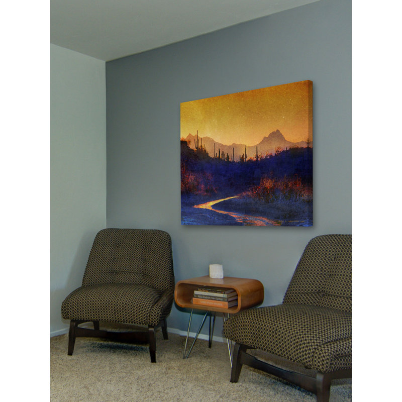 «Sunset Saguaros Stream», impression sur toile tendue, H 18 po x l 18 po x P 1,5 po