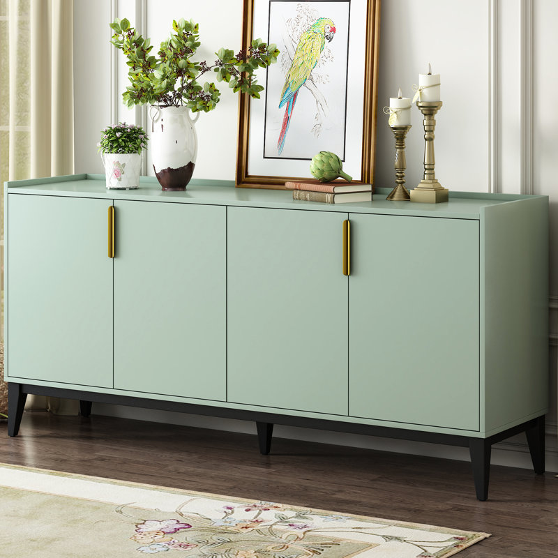 Armoire de style moderne avec 4 portes - Tablette réglable pour le salon, la chambre à coucher en bois massif + rangement de la pièce et construction