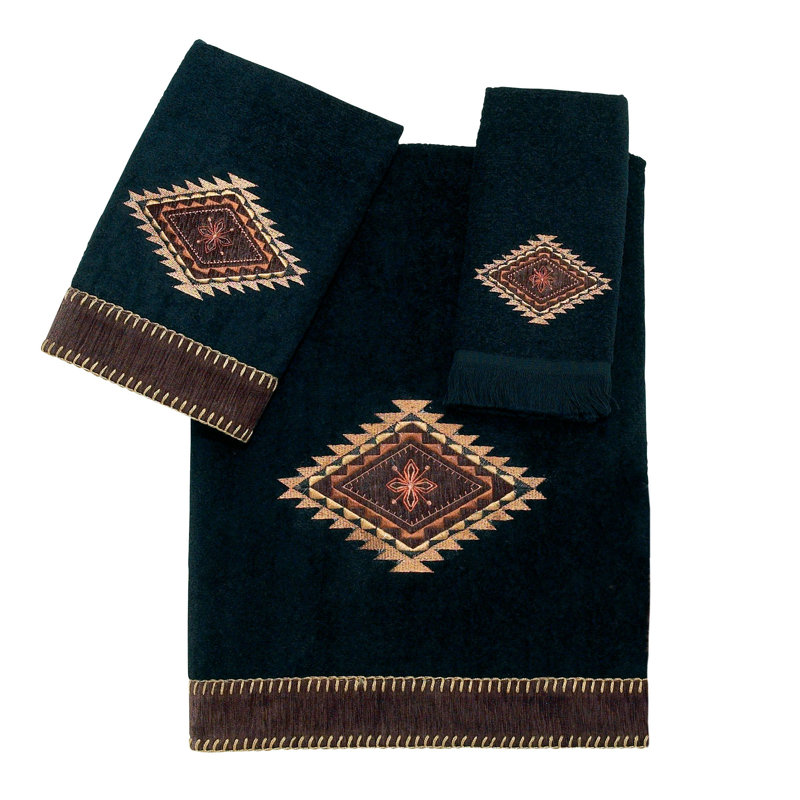 100% Cotton Midweight Waffle Fingertip Towel, Black