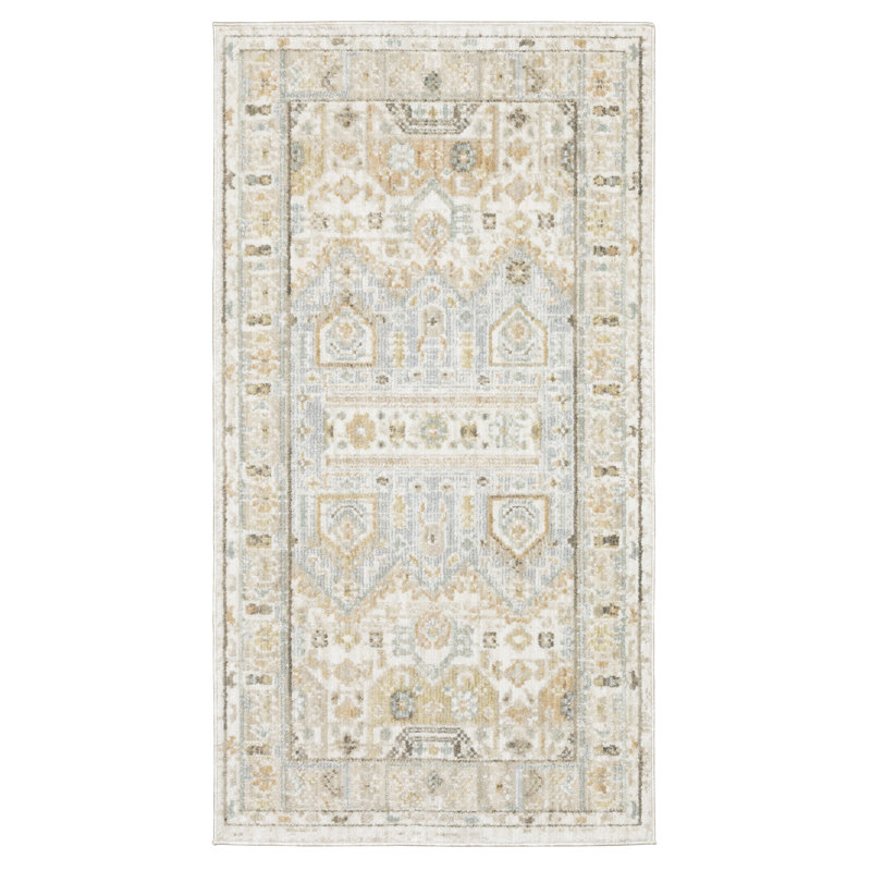 Tapis bleu pâle / beige Lainey, Rectangle 2 pi 9 po x 5 pi