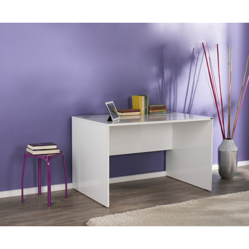 Modern White Study Desk with Wall-Mount Capability | 100% Melamine Coated Particle Board | Additional Storage, Stylish and Functional Design for Home Office & Study Spaces