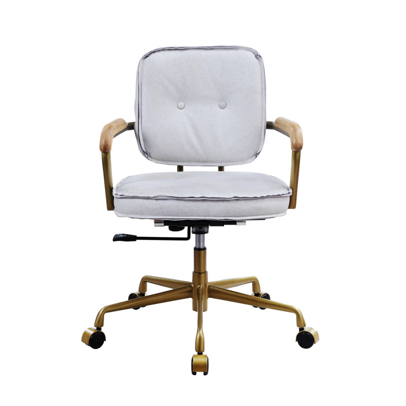 Chaise de bureau pivotante, fauteuil rembourré pour bureau personnel, Blanc antique