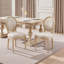 Chaises de salle à manger de style champêtre beige haut de gamme Amando, chaises rembourrées à dossier rond, techniques de tréfilage et de sculpture-1995148642