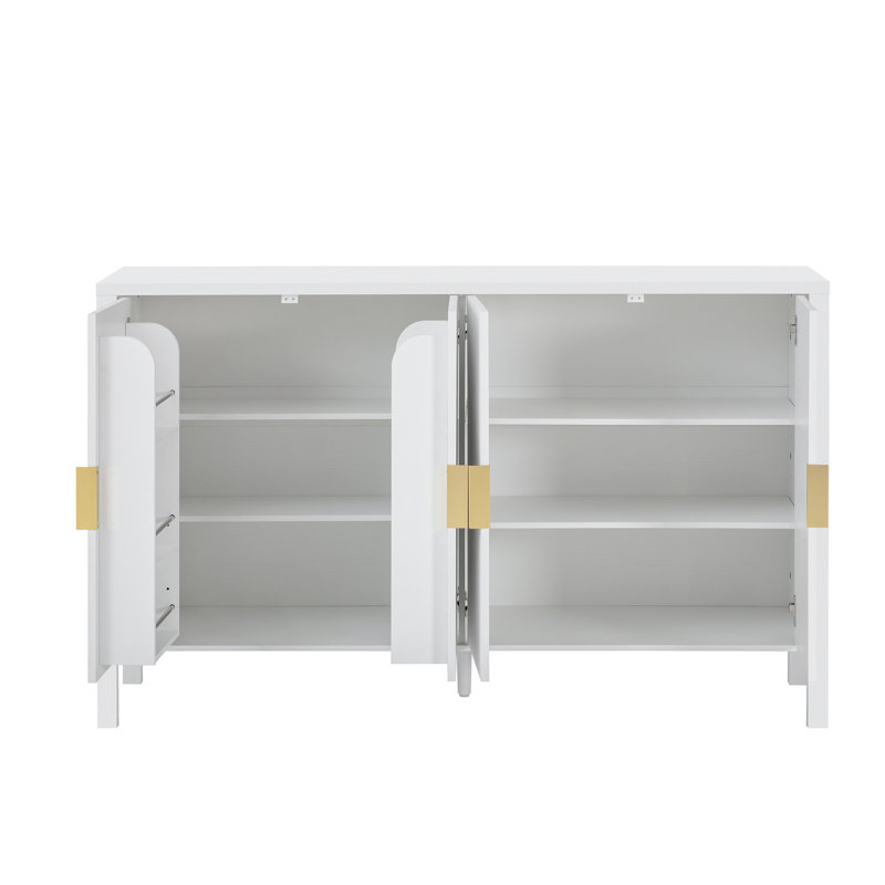 Modern 57.5" Stripe Door Storage Cabinet, White