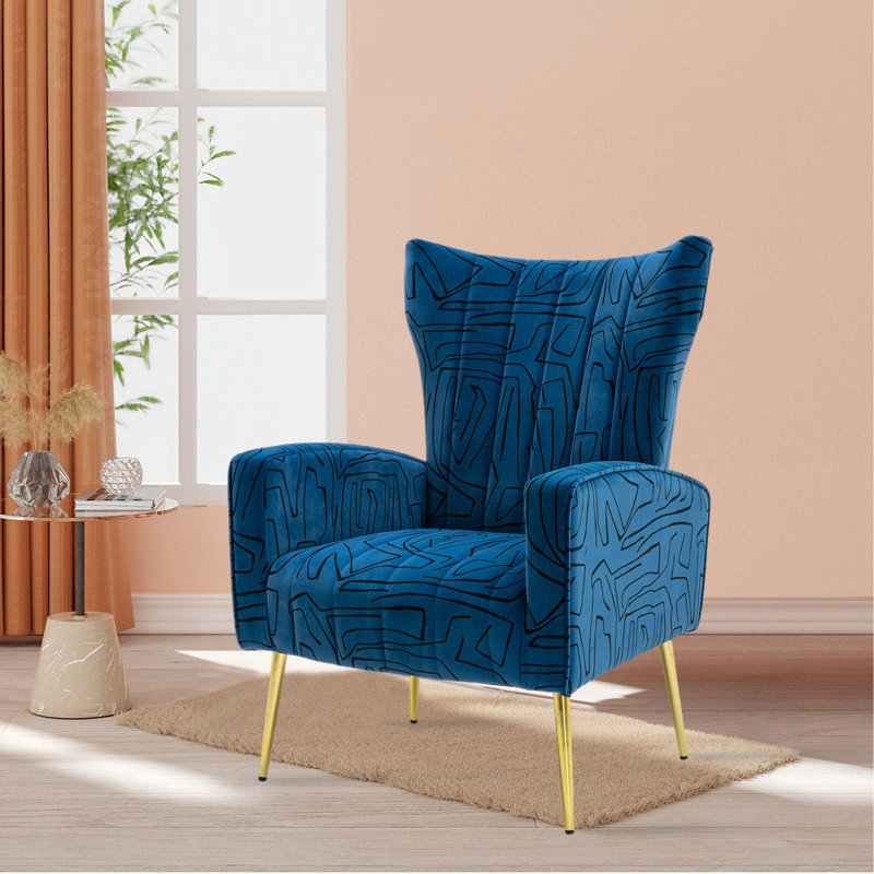 Fauteuil d'appoint rembourré en velours, Blue Velvet