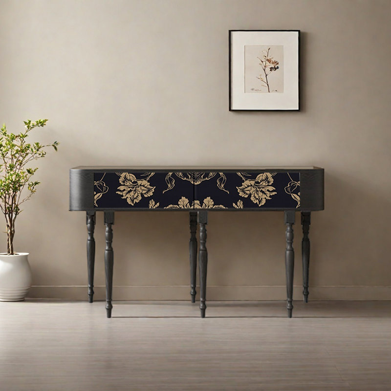 Console rétro avec 2 tiroirs, H 31,5 po x l 55,12 po x P 15,75 po