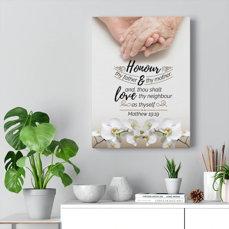 Honour Thy Father And Mother Matthew 19:19 - Wrapped Canvas Print, 76cm H x 61cm W