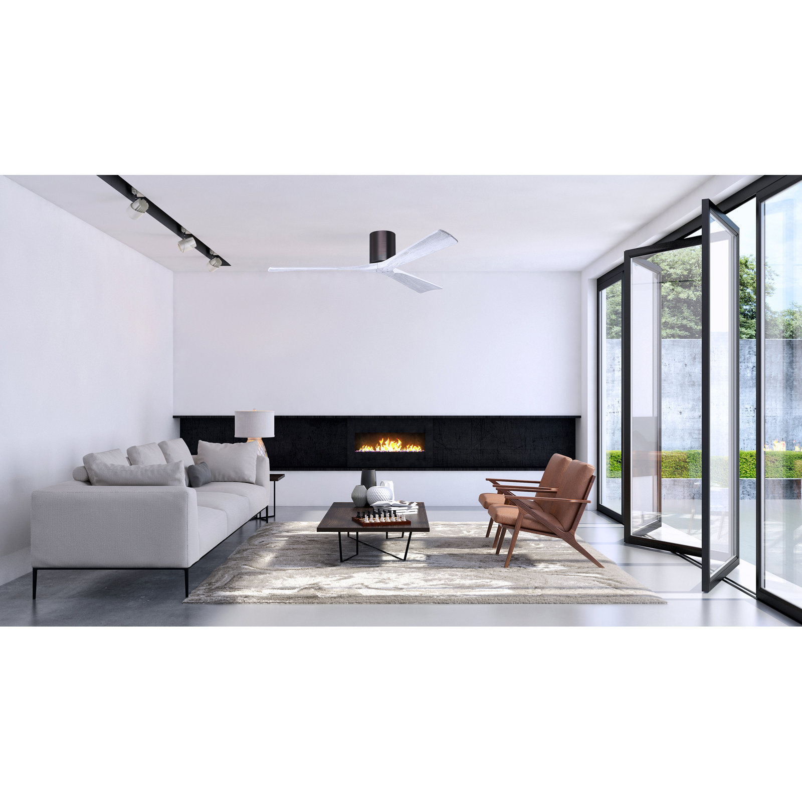 Olivier 3 Blade Ceiling Fan, Brushed Bronze, Matte White, 60"