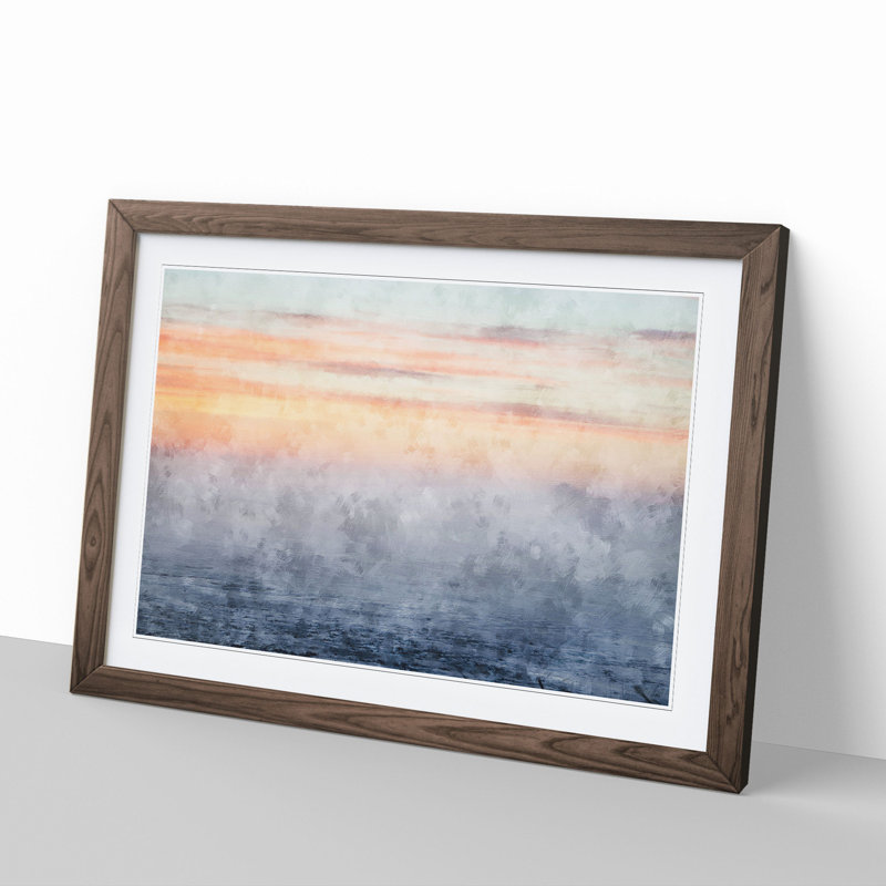 Peach Landscape - Framed Print, 48cm H x 65cm W x 2cm D, Walnut Framed
