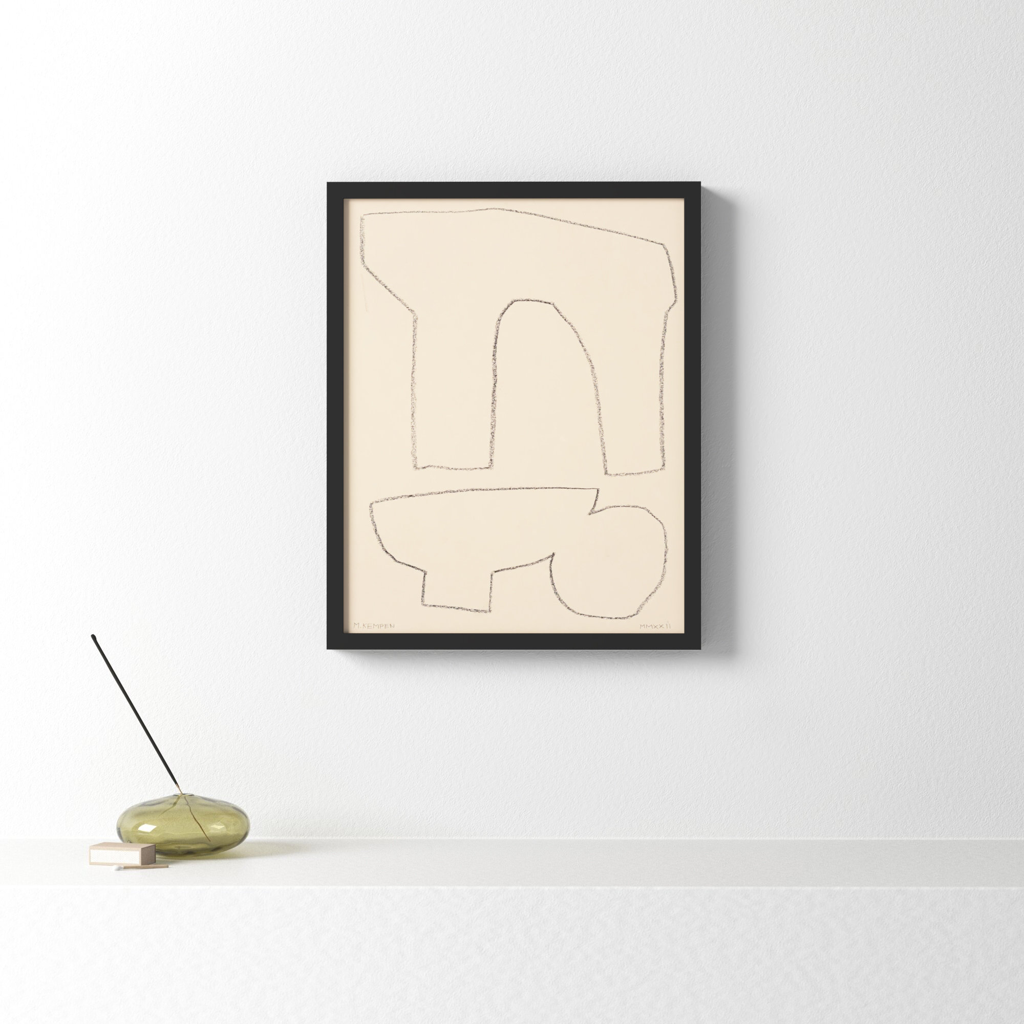 Outlines 2 by Michael Kempen, 16" W x 20" H, Black Framed