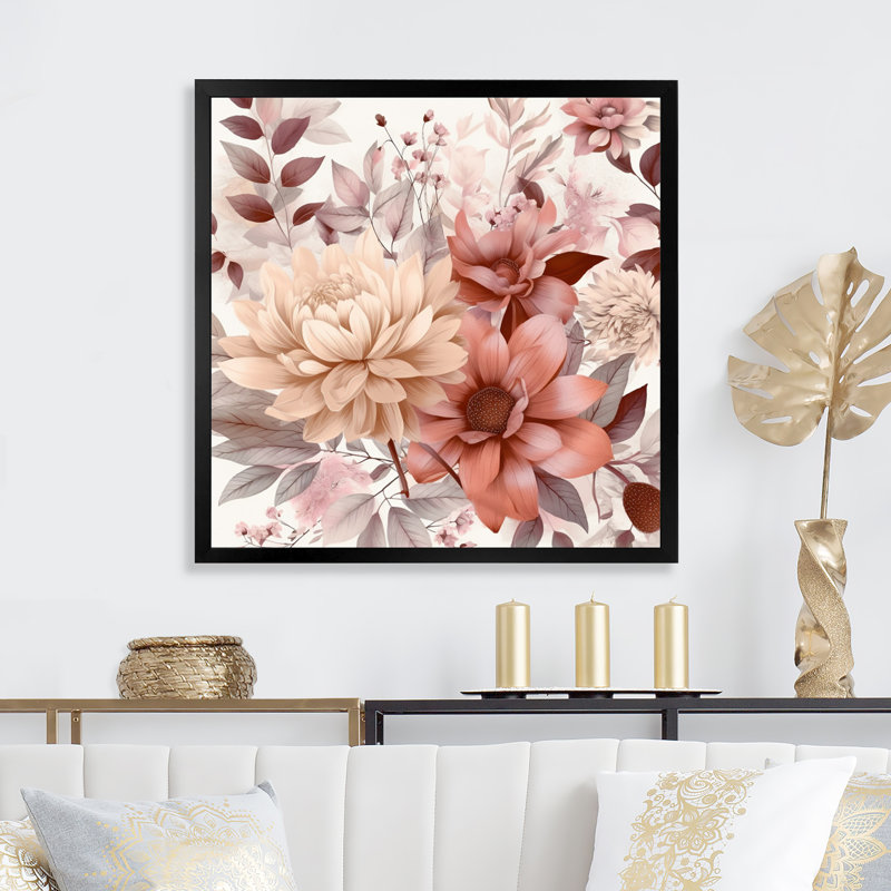 Rreon " Chrysanthemum Scenery ", Black Picture Framed, 16" H x 16" W x 1" D