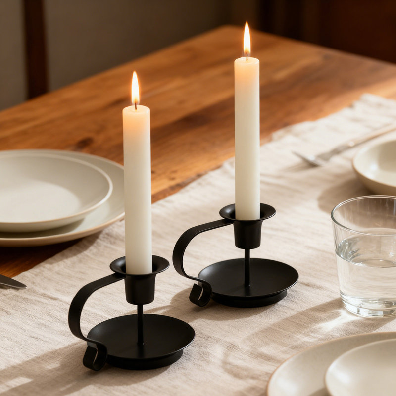 Décoration de bougie de table en fer en métal romantique pour chandelles