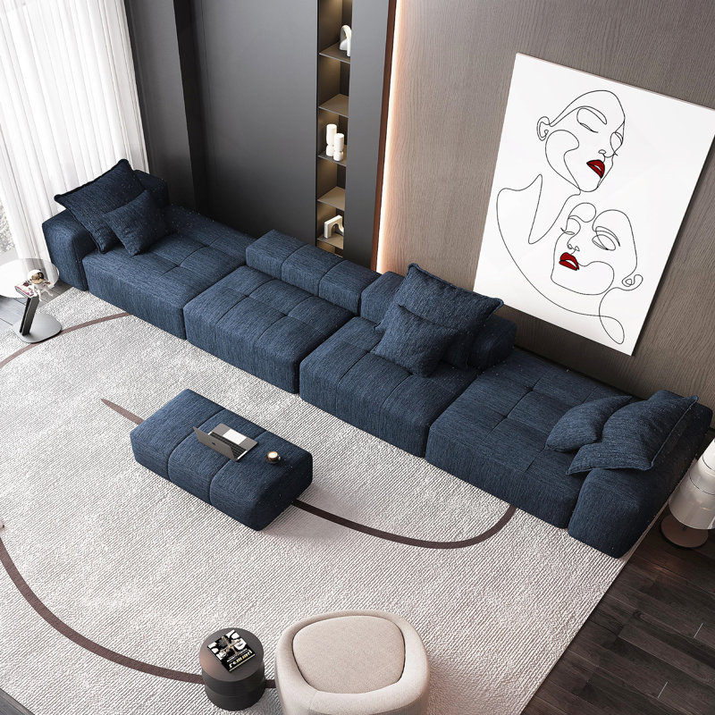 Canapé modulaire surdimensionné moderne avec coussins moelleux et combinaison de bricolage, aucun assemblage requis, Bleu