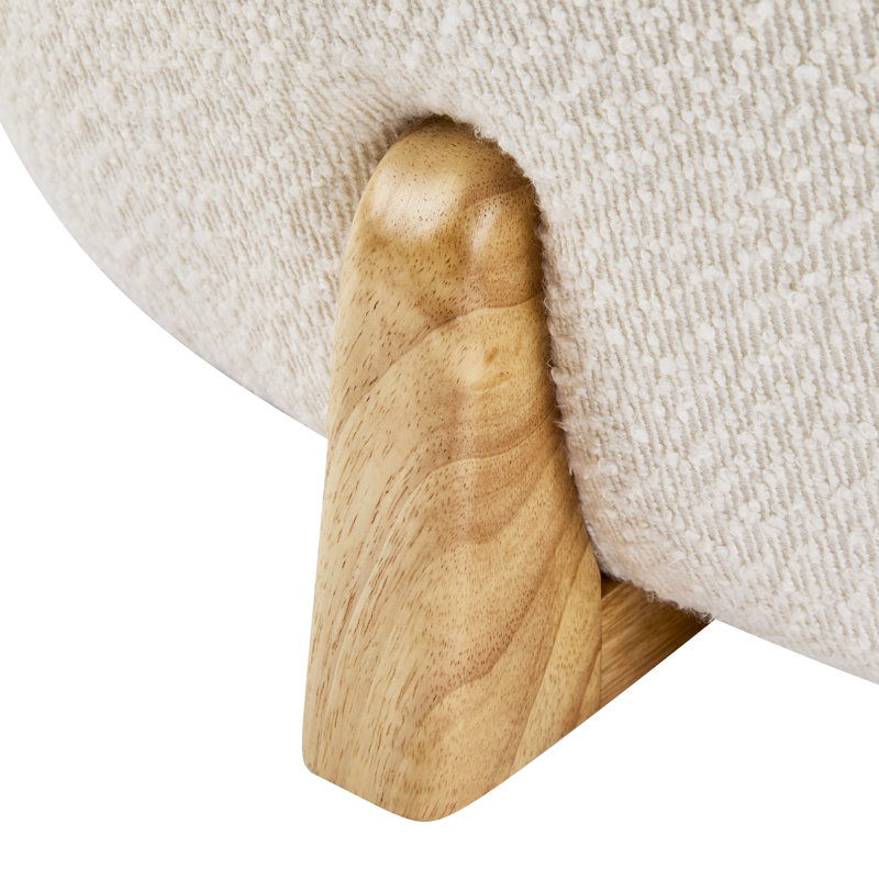 Repose-pieds blanc Boucle, Bois naturel blanc, Natural Wood White