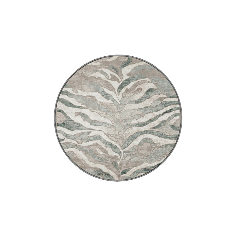 Machine Washable Gray Area Rug, Round 6'
