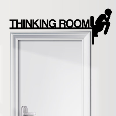 Autocollant de porte de salle de bain, autocollant de porte de salle de bain de bureau, panneau de porte de salle de bain, autocollant de porte de salle de bain en vinyle Think Room, drôle de toilette 681DLU